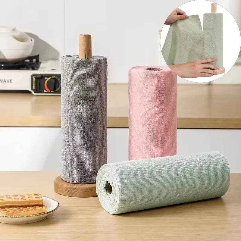 

20PCS/Roll Kitchen Microfiber Towel Absorbent Dish Cloth Non-stick Oil Rags Napkin Reusable Tableware Wiper Home Cleaning Towel