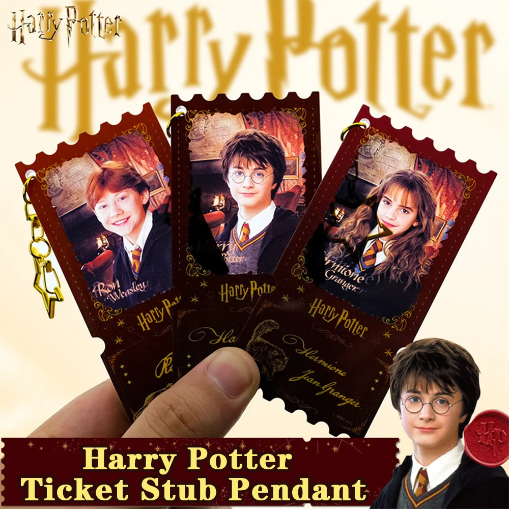 Genuine Harry Potter Ticket Stubs Keychain Hermione Ron Character Ticket Acrylic Keychains Backpack Haning Fans Gifts