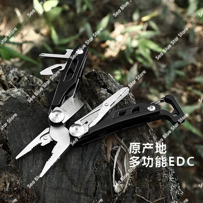 Cross-border outdoor multi-function folding portable  camping multi-function tools with mountaineering buckle portable pliers