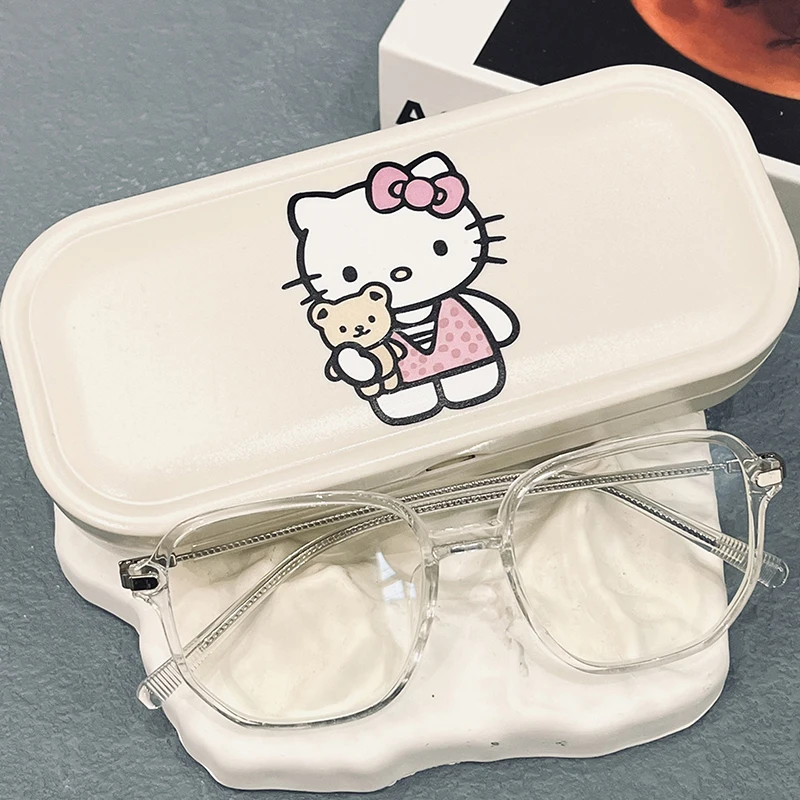 Boîte de rangement pour lunettes Sanurgente Hello Kitty, étui de protection pour lunettes de soleil portable, conteneur mignon, accessoires pour lunettes