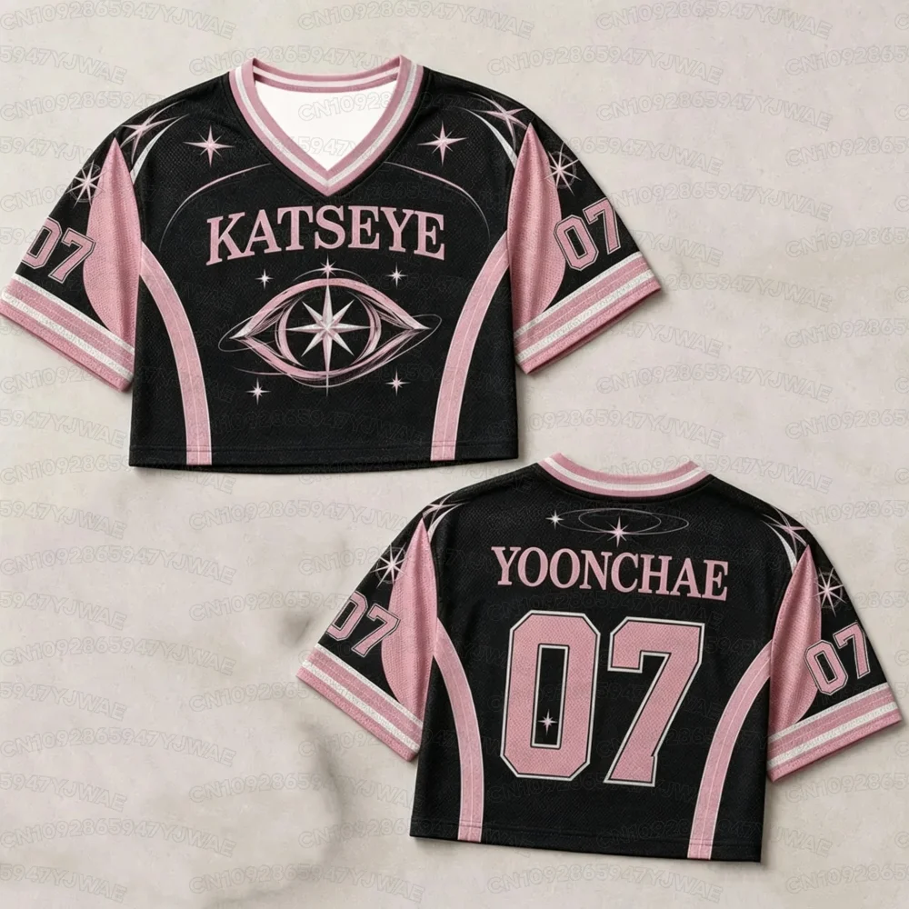Sommer Damen KATSEYE Manon Daniela Crop Top Fußballtrikot Kpop Fan-Shirt Crop T-Shirt Jersey Konzert-Outfit Geschenk – Detail 6