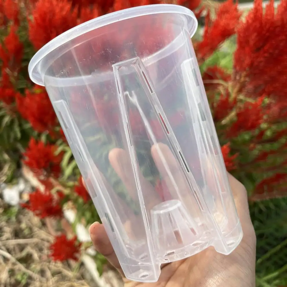 Plant Pot Transparent Thickened Large Capacity Flowerpot Breathable DIY Plant Plastic Permeable Tall Flower Pot Garden Supplies