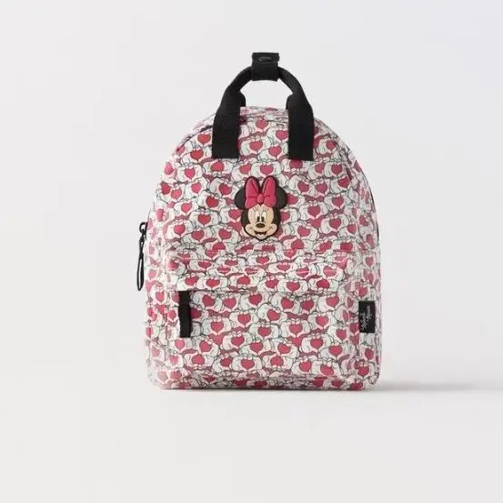 Disney Cartoon Shoulder Bag para crianças, Minnie Schoolbag para bebês, linda mochila, presente do jardim de infância, 28x24x12 cm