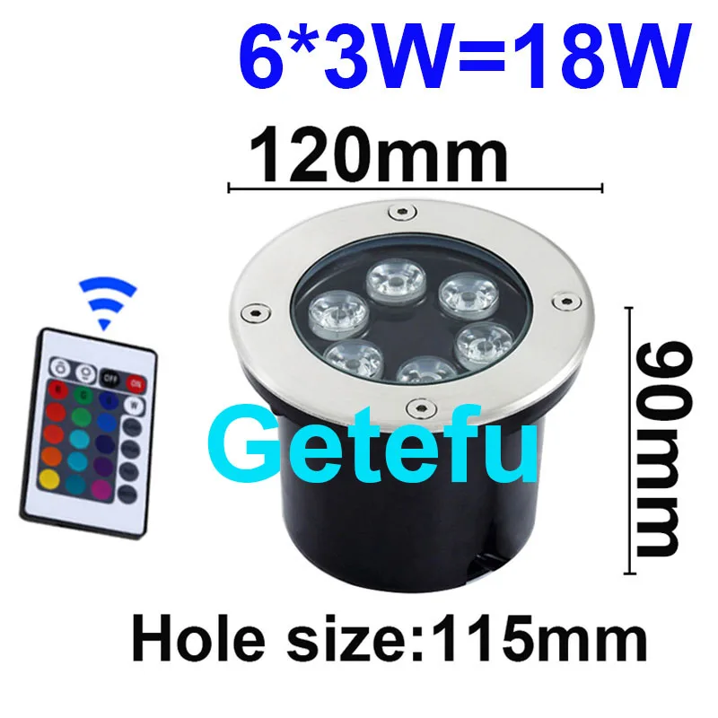 Fernbedienbare RGB LED-Gartenbeleuchtung, Wasserdichte 9W/18W IP67 Outdoor Bodeneinbauleuchte für Gartenwege – Detail 7