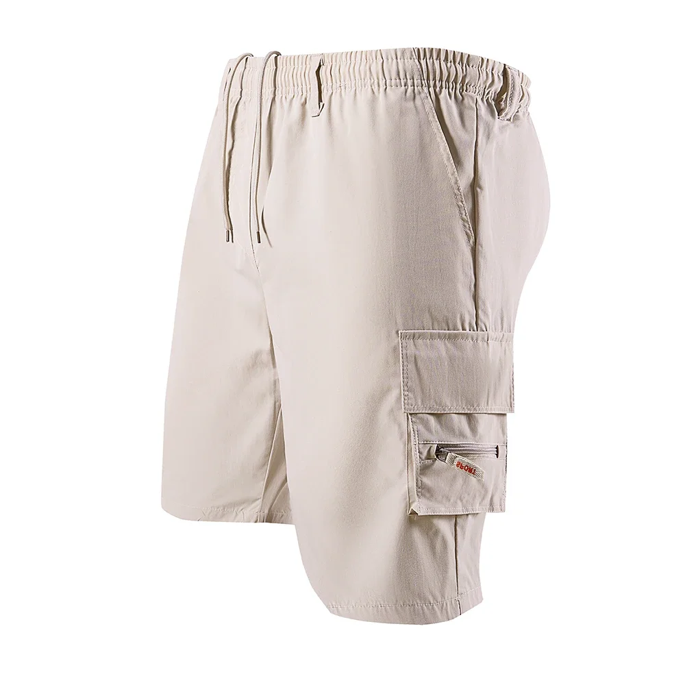 Летние мужские шорты-карго, свободные однотонные повседневные шорты, модные карманные шорты в стиле милитари, мужские камуфляжные спортивные штаны для бега