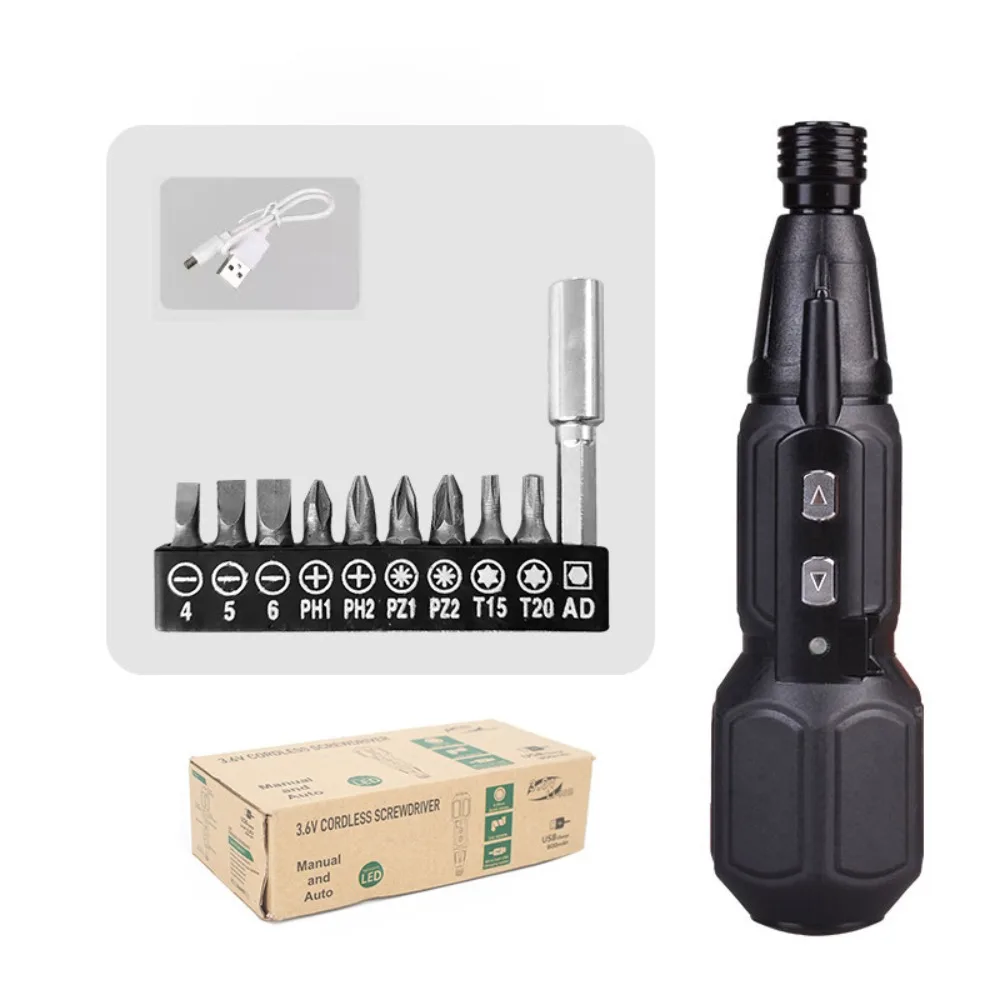USB Rechargeable Electric Screwdriver Kit Built‑in Lithium Battery 9Pcs Screwdriver Bits Portable Power Screw Driver Set