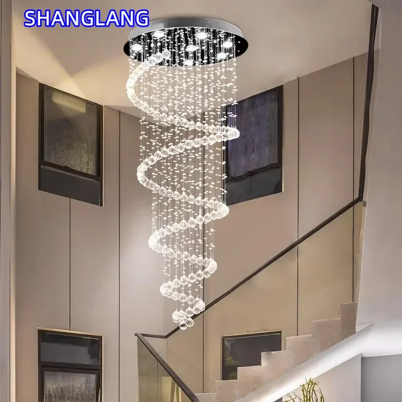 

Double Spiral Crystal LED Ceiling Chandelier Hanging Suspension Light For Bedroom Living Dinning Room Corridor Staircase Fixture