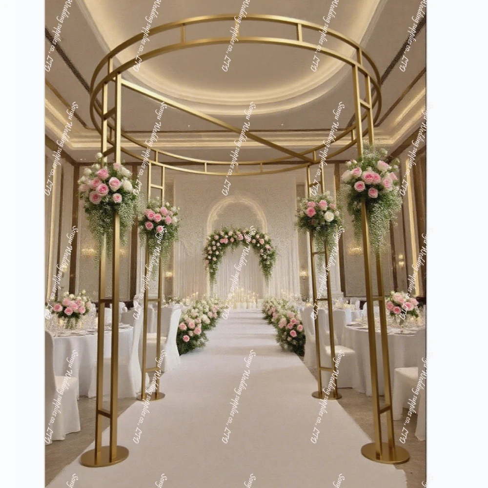 

280x320cm )f30New Style Backdrops for Wedding Party Event Decoration Gold Metal Arch Panel Backgrounds Wedding Props Centerpiece