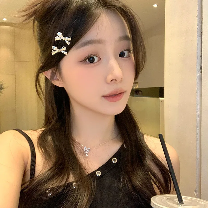 1 قطع الأزياء الفضة اللون القوس دبابيس الشعر لطيف حجم صغير Bowkont ذيل حصان حامل فتاة الانفجارات المشابك #5