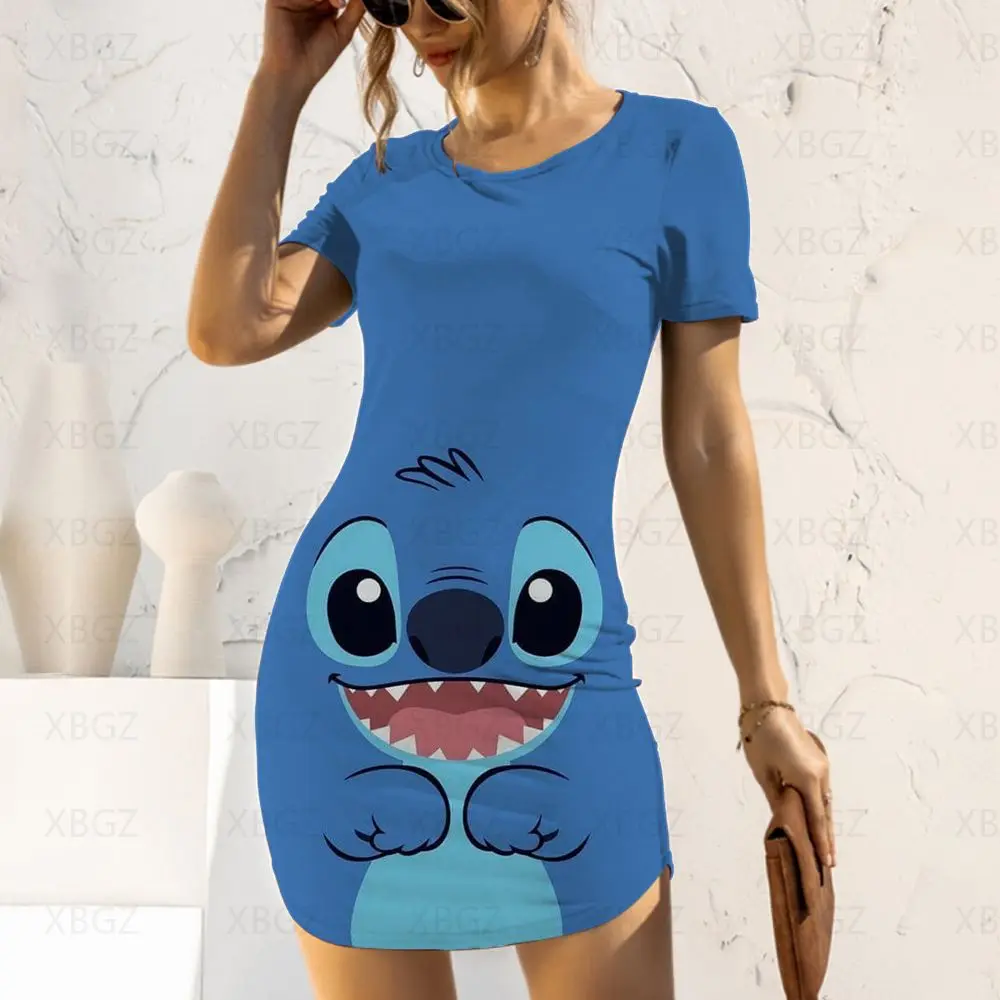 Party Dresses Fashion Stitch Prom Summer Woman 2024 Print Clothes Disney Cartoon Evening Mini Dress Elegant Women Tight Chic 3XL