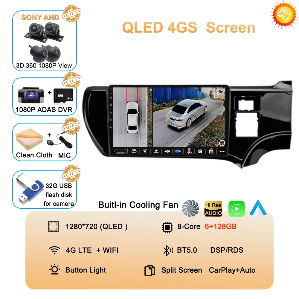 Android 16 For Toyota Aqua Prius C 2011-2017 Carplay 4G WIFI Car RadioNavigation GPS Multimedia Video Player 2Din DVD Stereo BT image 3