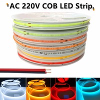 Maximum 10m Per Roll High Bright 220V COB LED Strip Light Flexible Tape Light Smart IC No Need Driver 240 LEDs Linear Lighting