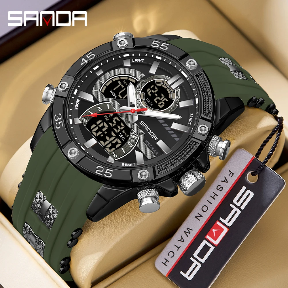 

SANDA 6162 Waterproof LED Men's Electronic Watch 2026 New Fashionable Men's Electronic Watch Sports Fashion Multifunctional