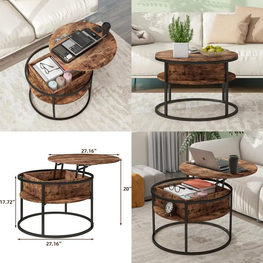 

Элегантный журнальный столик с подъемным верхом черного цвета для современных гостиных