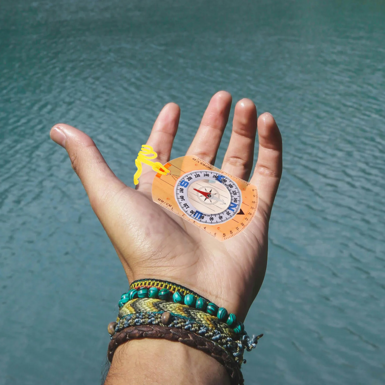 

Luminous Compass Multi-Function Outdoor Hiking Camping Pocket Tool High Precision Durable Acrylic Orange