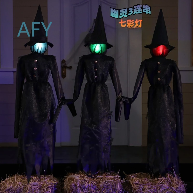 Halloween Glow Holding Hands Witch Scene Arrangement Props for Ghost Festival Decoration Ornament for Halloween Party Decor