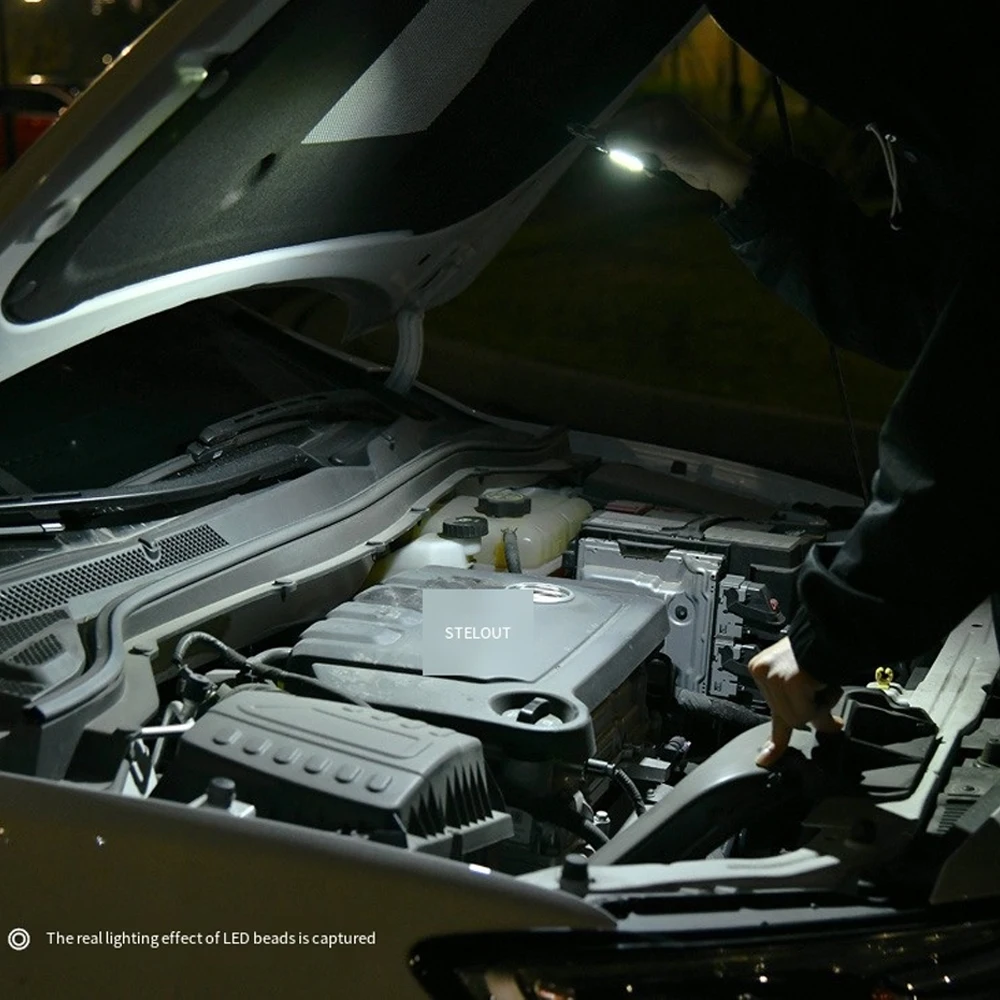 قابلة للشحن COB LED ضوء الطوارئ المحمولة ضوء العمل سطوع عالية التخييم مصباح يدوي للمشي في الهواء الطلق وإصلاح السيارات ﻿