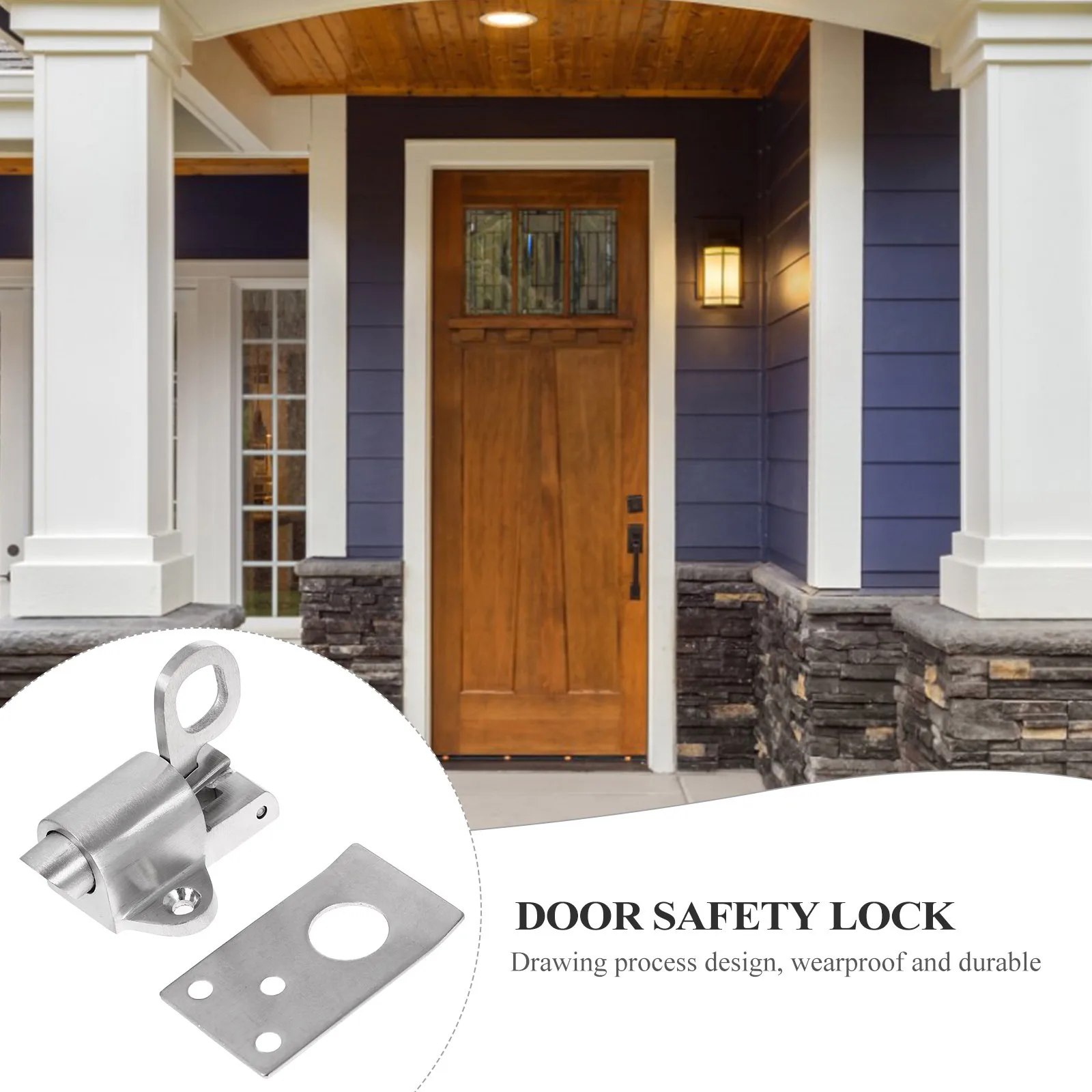 

Stainless Steel Automatic Door Bolt Spring Latch Thickened Design Rustproof Secure Lock for Interior Exterior Doors