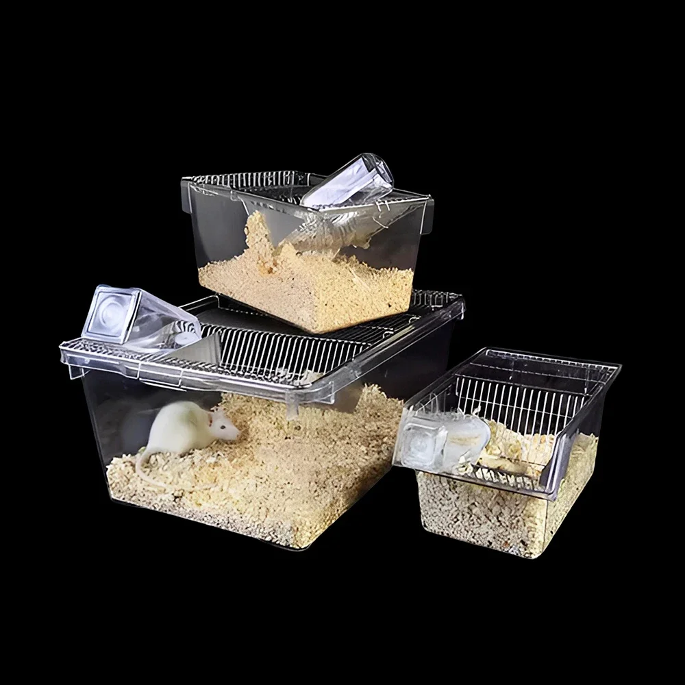 1PCS Autoclavable Transparent  Resistant Clear Mouse Cage - High-Temperature PC Rodent Housing for Lab Mice Small Animal Housing