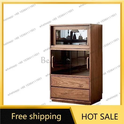 Factory Direct Sales North American Black Walnut Solid Wood Display Corner Cabinet Storage Cabinet