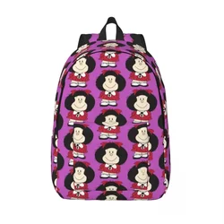 Happy Mafalda dla nastolatków Student School Bookbag Kawaii Cartoon Canvas Daypack Elementary High College Gift