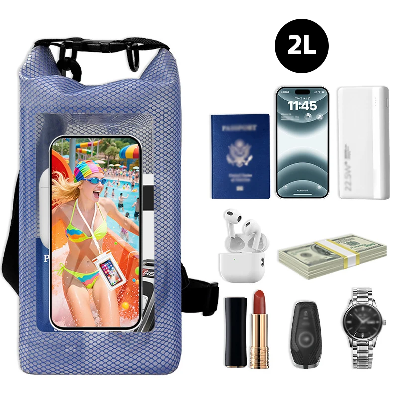 

2L 5L PVC Dry Bag Waterproof Outdoor Water Sports Drifting Surfing Boating Kayaking Swimming Chest Packs Roll Top Shoulder Bag