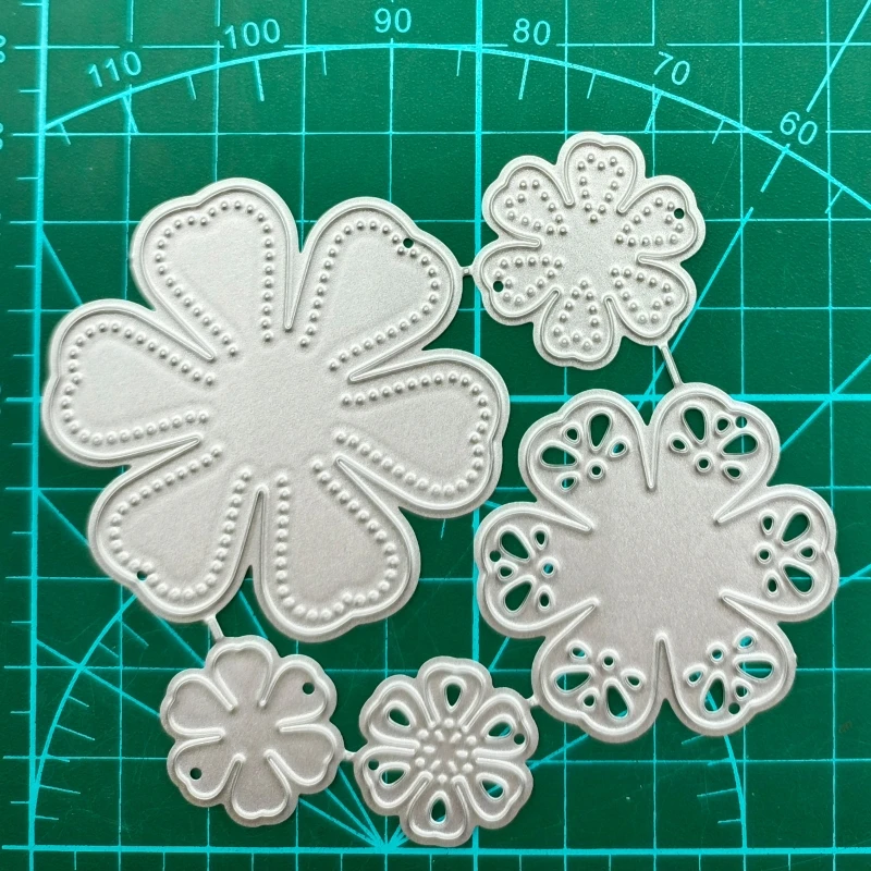 6-Petal Florals 5 in 1 Flowers Embossing Knife Die Metal Cutting Dies for DIY Scrapbook Paper Cards Embossed Decor Craft N84C