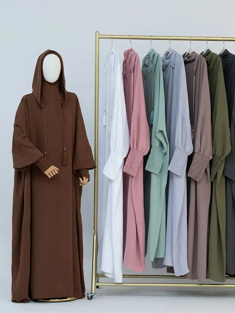 Ramadan Eid Dubai Linen Khimar Abaya Damen Muslim Modal Hijab Dress Kaftan Abayas For Women Kebaya Robe Femme Musulmane