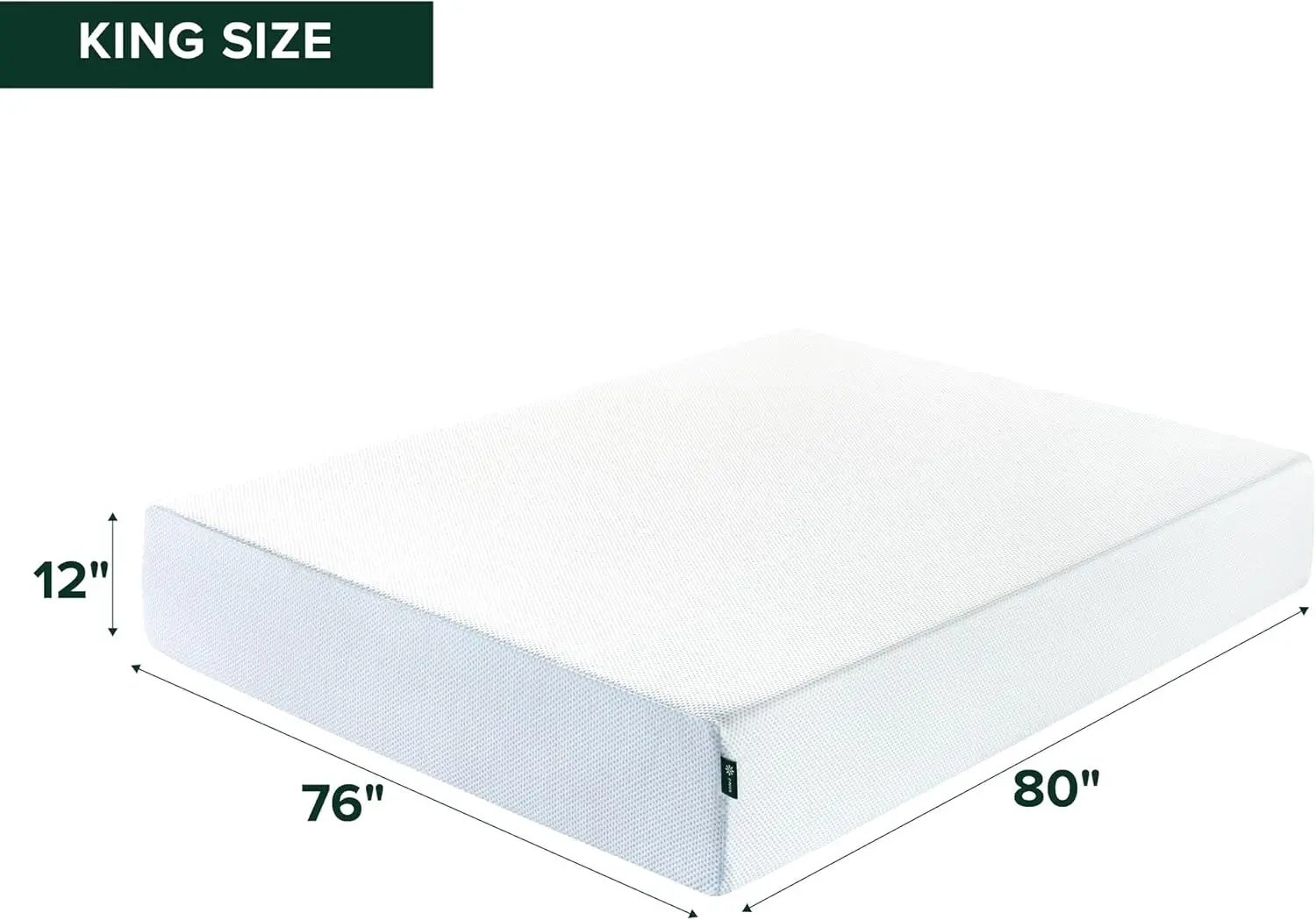 King Size Bed Memory Foam Mattress, Green, Fiberglass Free, Medium Firm, Cooling & Certified Safe, Ideal for Bedroom