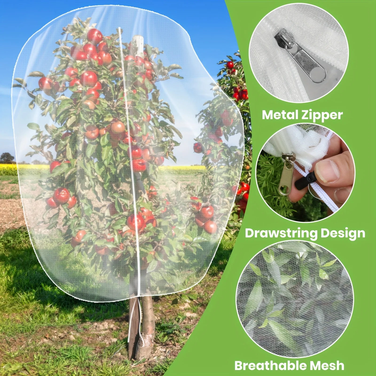 Zip Drawstring Plant Insect Screen Cover Pest Control Plant Protection Fruit Tree Protective Netting Lightweight Mesh