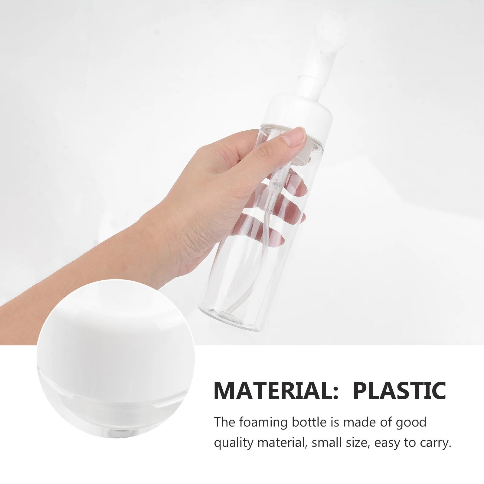 

2Pcs Foaming Bottle Transparent Portable Container Leakproof Travel Brush Head Refillable Shower Gel Dispenser