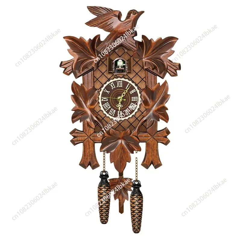 Black Forest Cuckoo Clock Retro Nordic Style Wooden Cuckoo Wall Clock Vintage Nordic Style Wall Alarm Clock for Home cm001