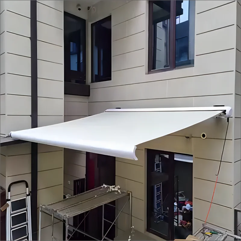 Install Against The Wall Waterproof Fabric Sunshade Aluminum Frame Full Cassette Awning Outdoor Intelligent Electric Canopy