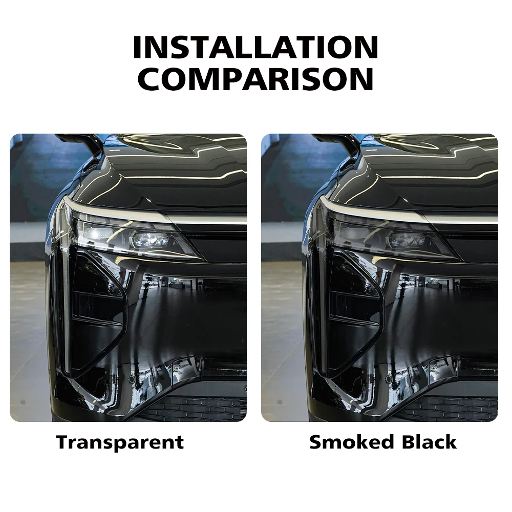 TPU Car Headlight Protection Film For Exeed RX / Yaoguang 2023-2026 High-Gloss Smoke Black Pre-Cut Kit Anti-Scratch Vinyl Wrap