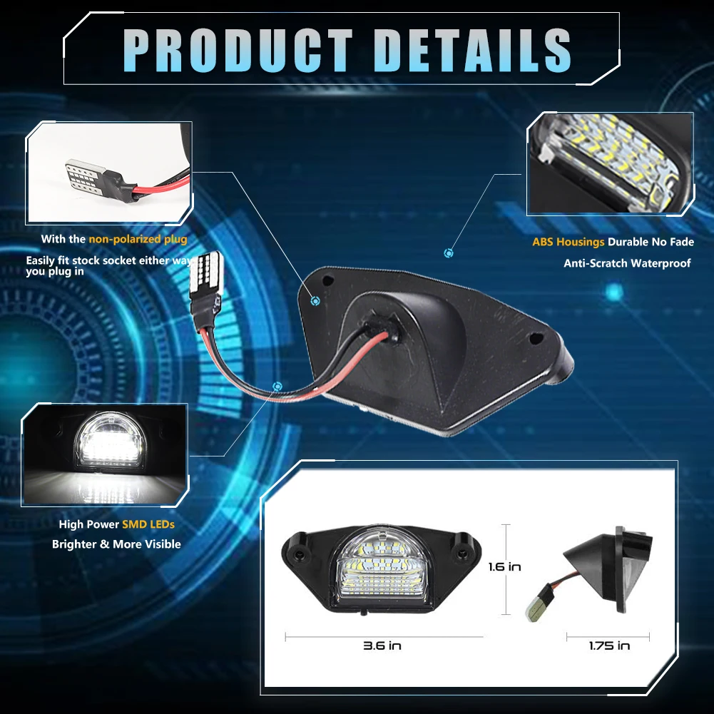 For Chevy Corvette C4 C5 C6 Impala Monte Carlo Lumina SSR S10 Beretta C1500 For Pontiac Aztek Fiero Firebird License Plate Light