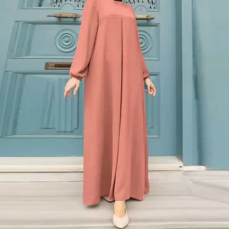 

Малайская однотонная женская абайя, винтажное весеннее мусульманское платье, женское платье с пышными рукавами, Женский турецкий кафтан, женское мусульманское платье