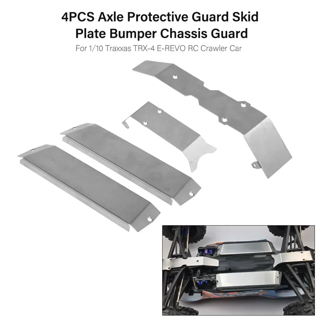 4PCS Upgrade Axle Protective Guard Skid Plate Bumper Chassis Guard for 1/10 Trxs TRX-4 E-REVO RC Crawler Car Parts