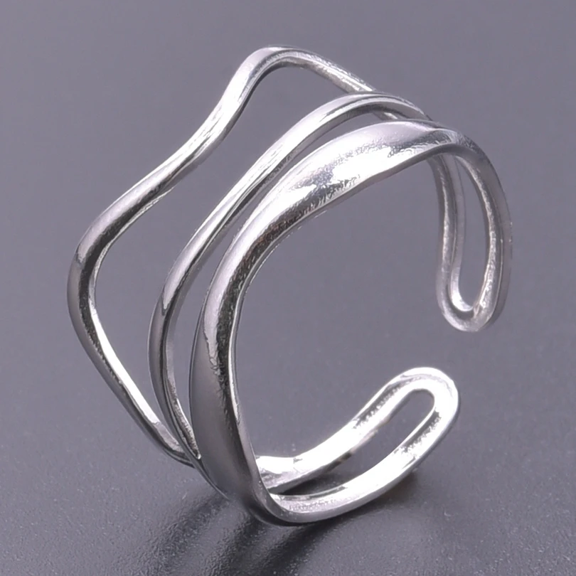 Irregular Ring Stainless Steel Jewelry For Women Men Accessories Vintage Rings Wild Multi Layered Lines Titanium Adjustable Ring