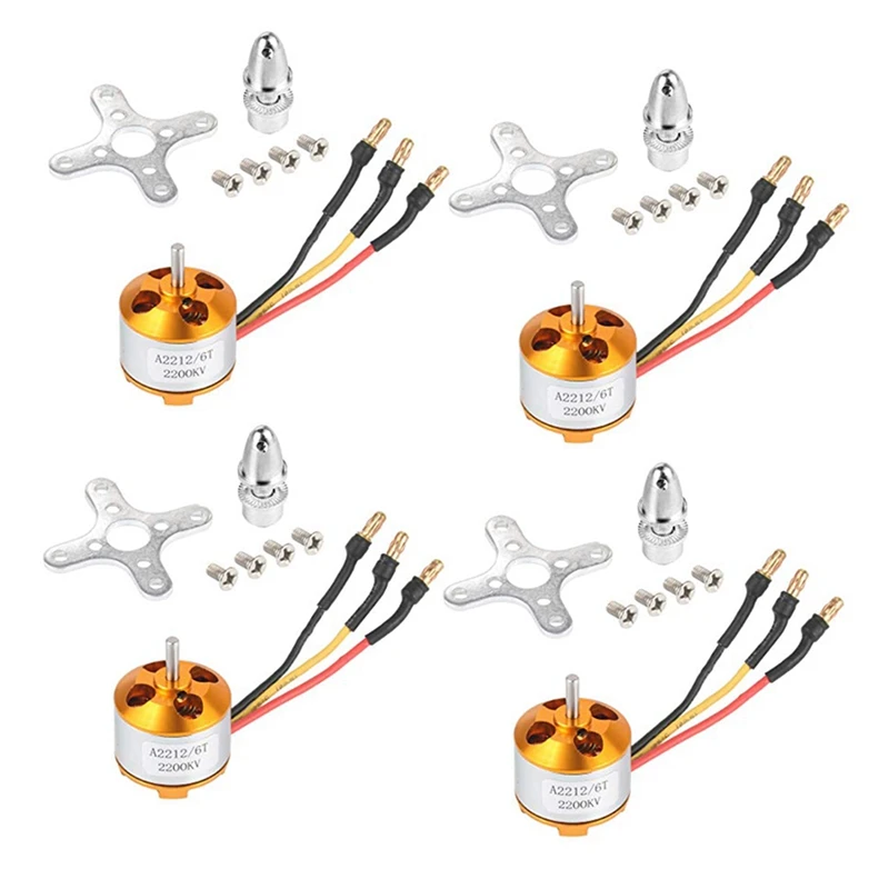 

4 шт. 2212 2200KV бесщеточный двигатель с креплениями 6T для DIY RC самолет Мультикоптер Квадрокоптер Дрон запчасти