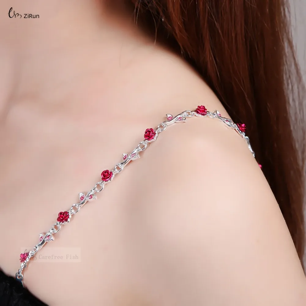 Carefree Fish High Quality Delicate Party Evening Dress Sexy Rose Rhinestone Bra Straps For Women Lingerie Costumes Accessories