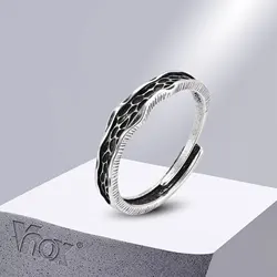 Vnox Retro Wedding Rings for Men,Vintage Silver Color Metal Finger Bands Resizable,Valentine's Father's Day Birthday Party Gift