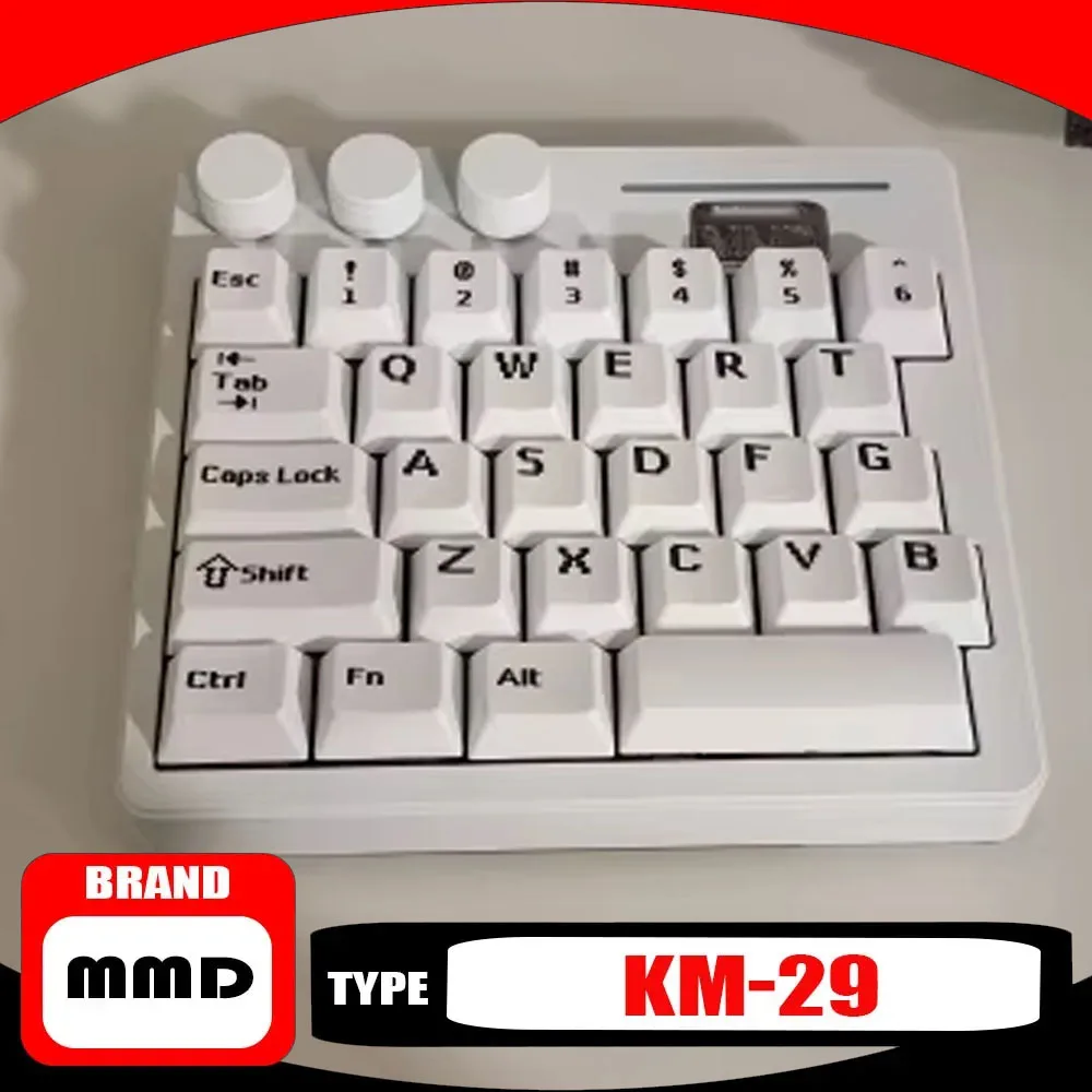 MMD KM29 CNC One Hand Mechanical Keyboard Wireless 3mode Customized VIA QMK Designer Drawing for PS /PR/C4D Electroplating LOGO