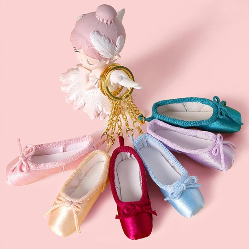 Delicate Satin Pointe Shoes Keyring Mini Ballet Accessories Cute Keychain Charm Chain Bag Pendant for Dance Enthusiasts