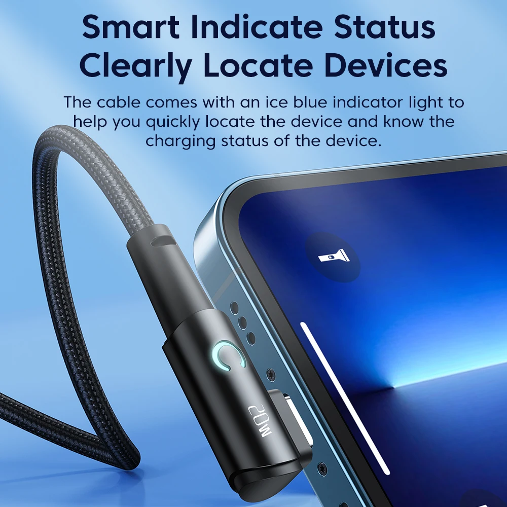 Toocki Elbow USB Cable PD 20W Fast Charging Mobile Cellphone Data Cord for iPhone 14 13 12 11 Pro Max Xs XR 8 Plus Charger Cable