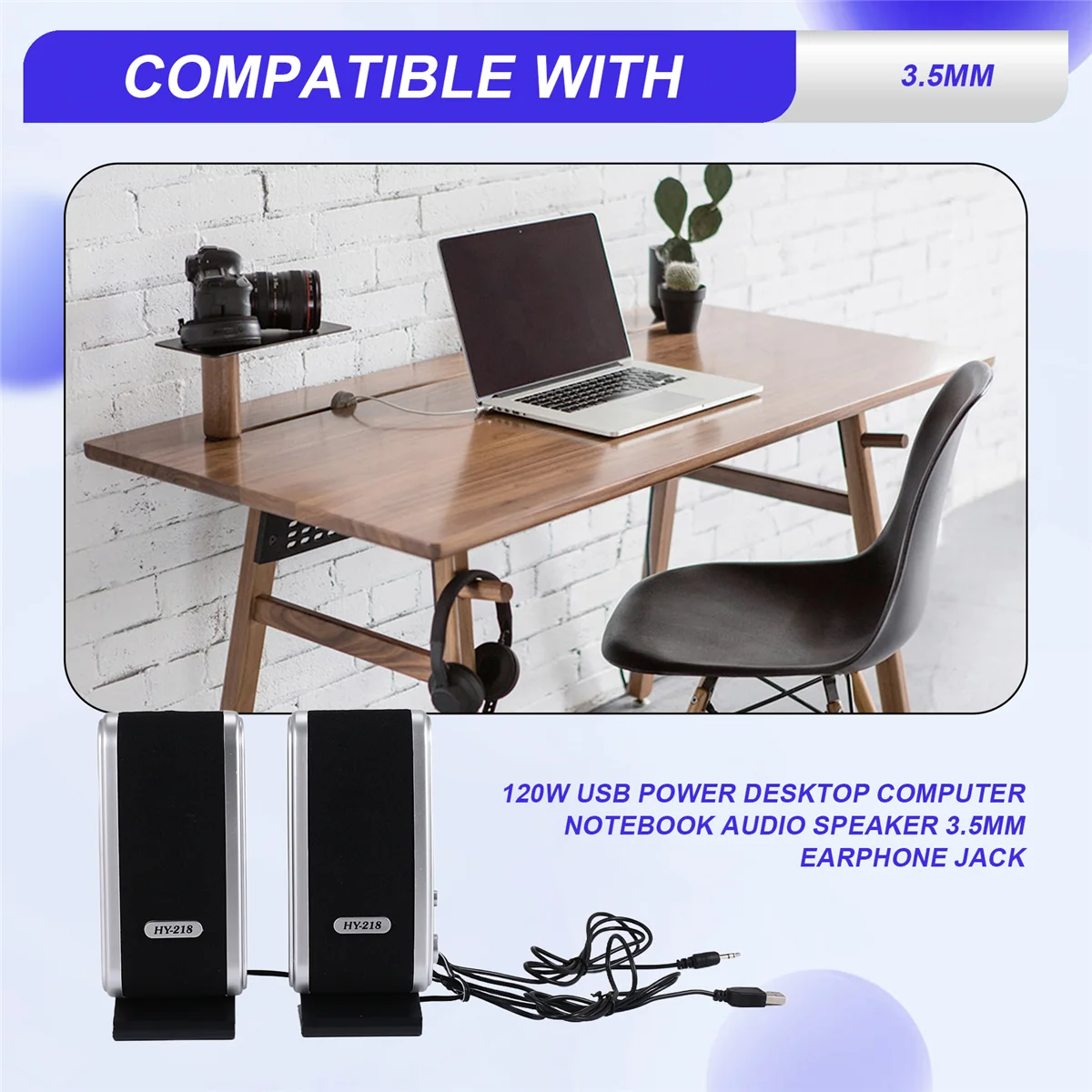 【วันนี้เท่านั้น!】ใหม่ 120W USB Power คอมพิวเตอร์เดสก์ท็อปโน้ตบุ๊คลําโพงเสียง 3.5 มม.แจ็คหูฟัง