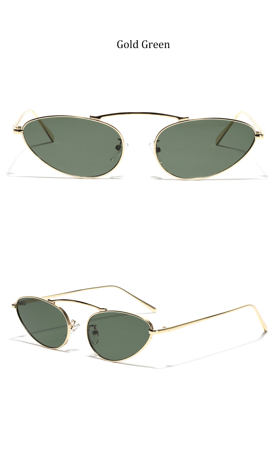 Luxusmarke Cat Eye Sonnenbrille Damen 2025, modisch, einzigartig, klein, oval, Sonnenbrille, trendiger Metallrahmen, coole Dreiecksbrille, UV400 – Detail 10