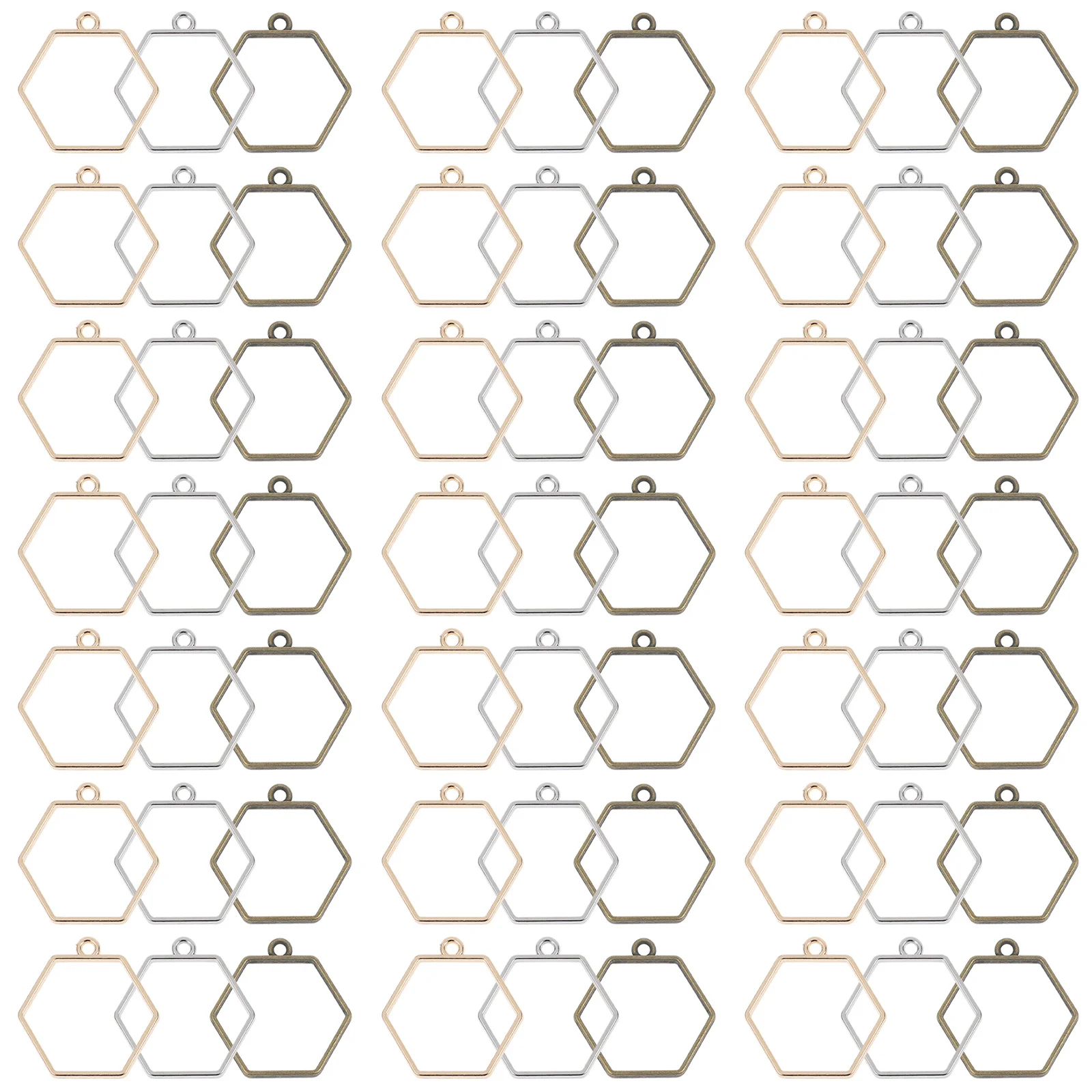 

60Pcs Hexagonal Open Metal Bezel Pendants Alloy Charms for Resin Jewelry Making DIY Accessories for Bracelets Necklaces