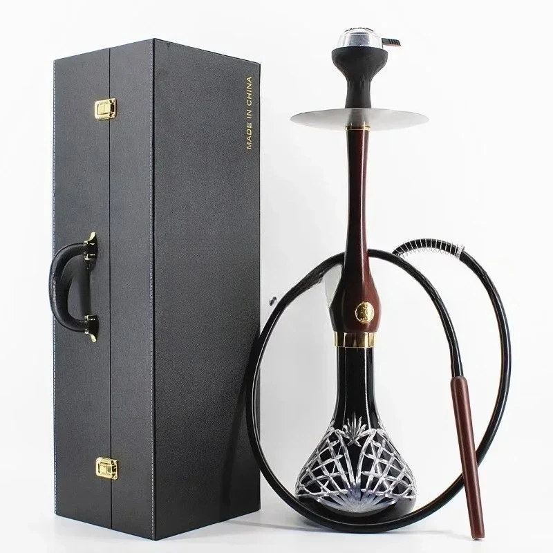 

Single Tube Hookah Wooden Rod with Leather Case Stainless Steel Glass