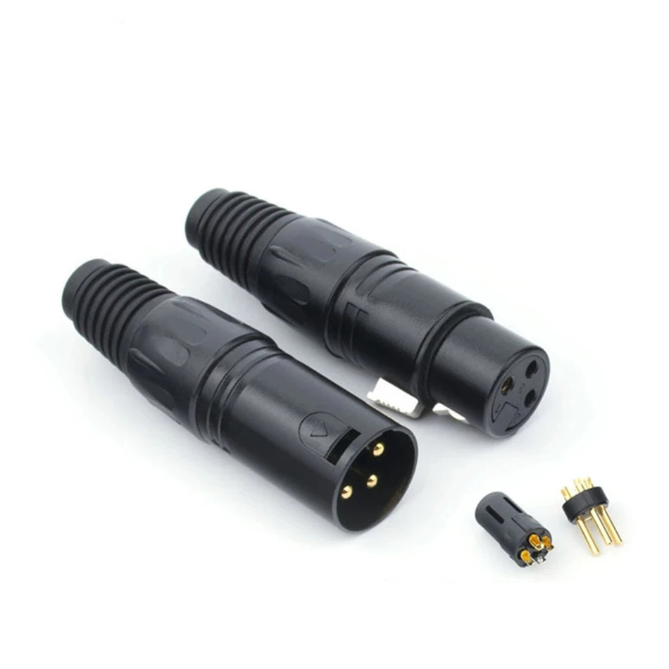 3Pin XLR разъем, штекер, гнездо, Аудиоразъемы XLR Adaprers для микрофона, Аудиоразъемы, штекер динамика, Hi-Fi кабель штекеры XLR, черный