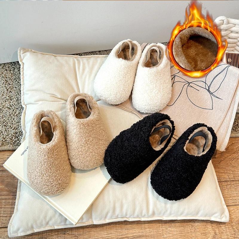 

Girl Plush Slippers Bedroom House Shoes Comfortable Open-heel Indoor Children Slippers Non-Slip Home Slippers for Indoor Outdoor